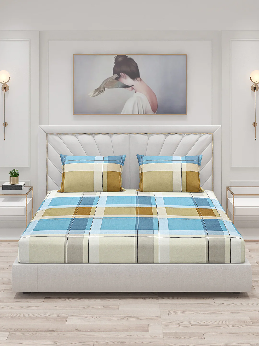 130 GSM Polyester Double Bed Bedsheet with 2 Pillow Covers - Image 3