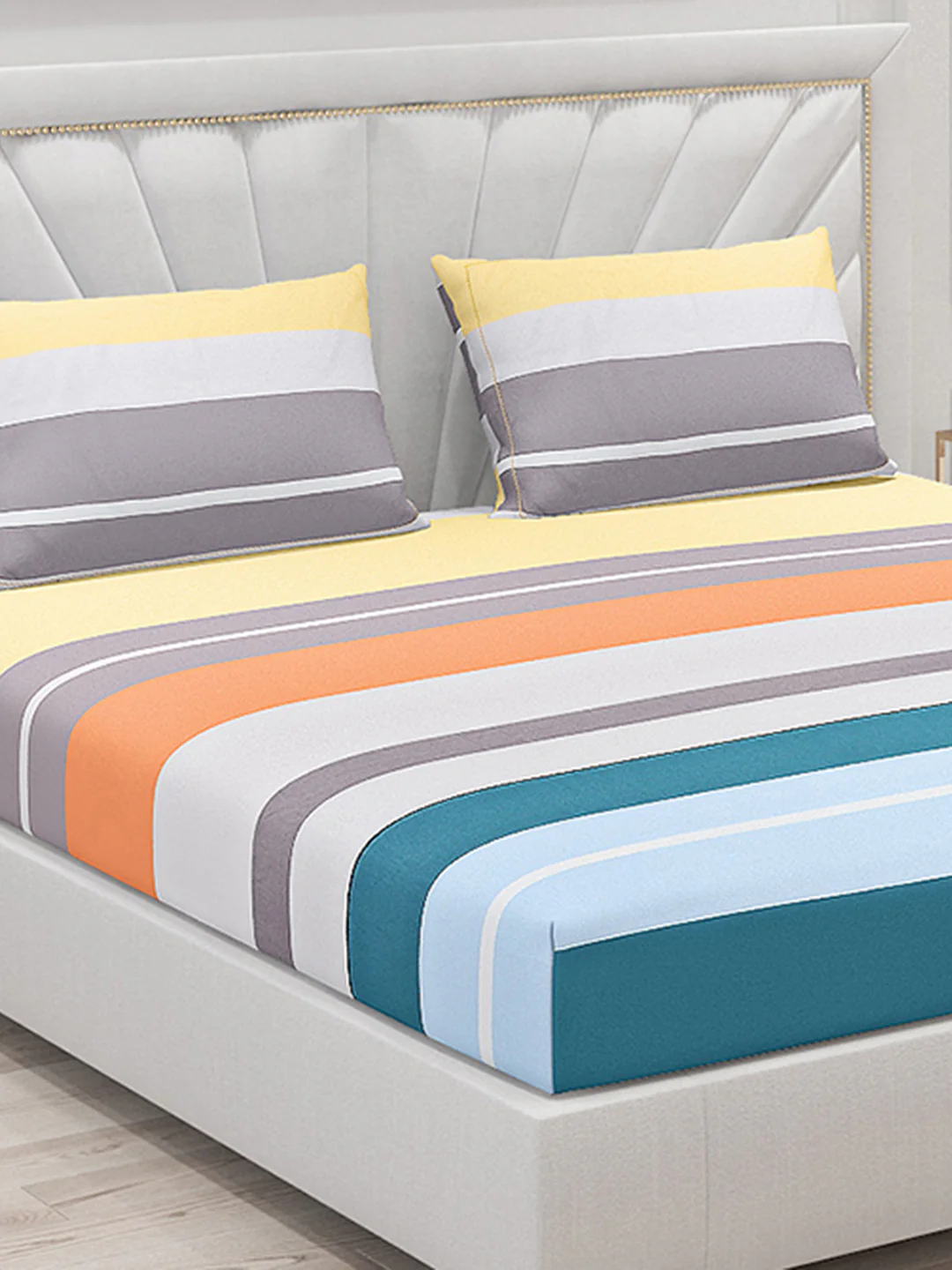 130 GSM Polyester Double Bed Bedsheet with 2 Pillow Covers - Image 5