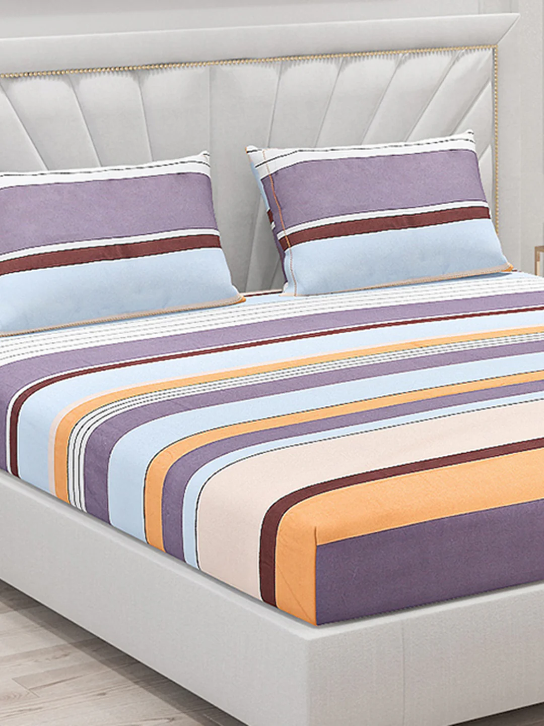 130 GSM Polyester Double Bed Bedsheet with 2 Pillow Covers - Image 5
