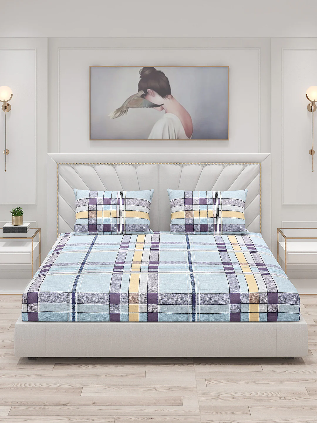 130 GSM Polyester Double Bed Bedsheet with 2 Pillow Covers - Image 3