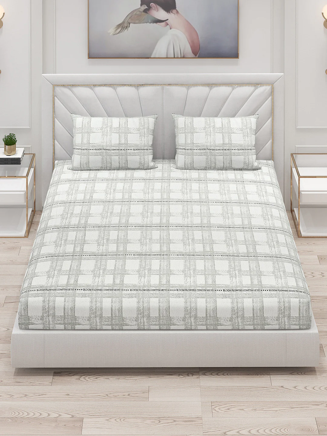 130 GSM Polyester Double Bed Bedsheet with 2 Pillow Covers - Image 2