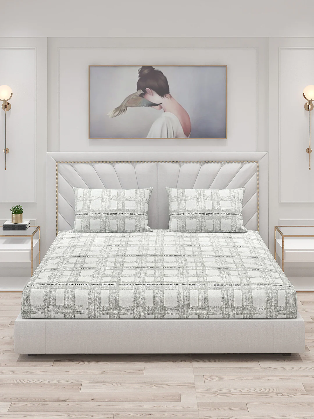130 GSM Polyester Double Bed Bedsheet with 2 Pillow Covers - Image 3