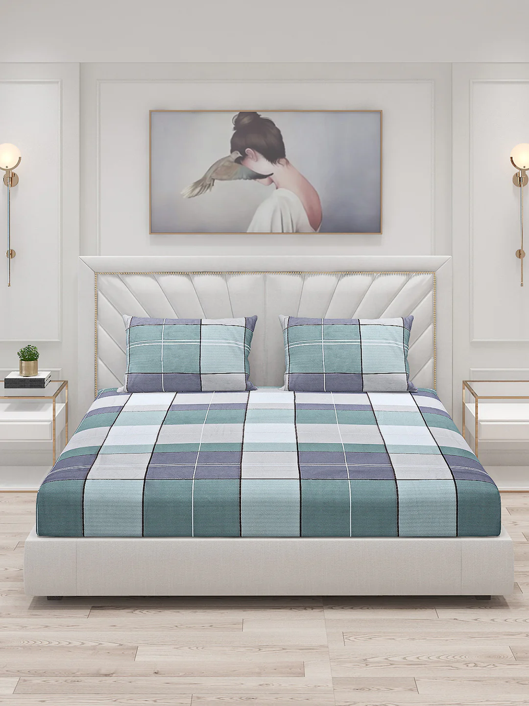 130 GSM Polyester Double Bed Bedsheet with 2 Pillow Covers - Image 3