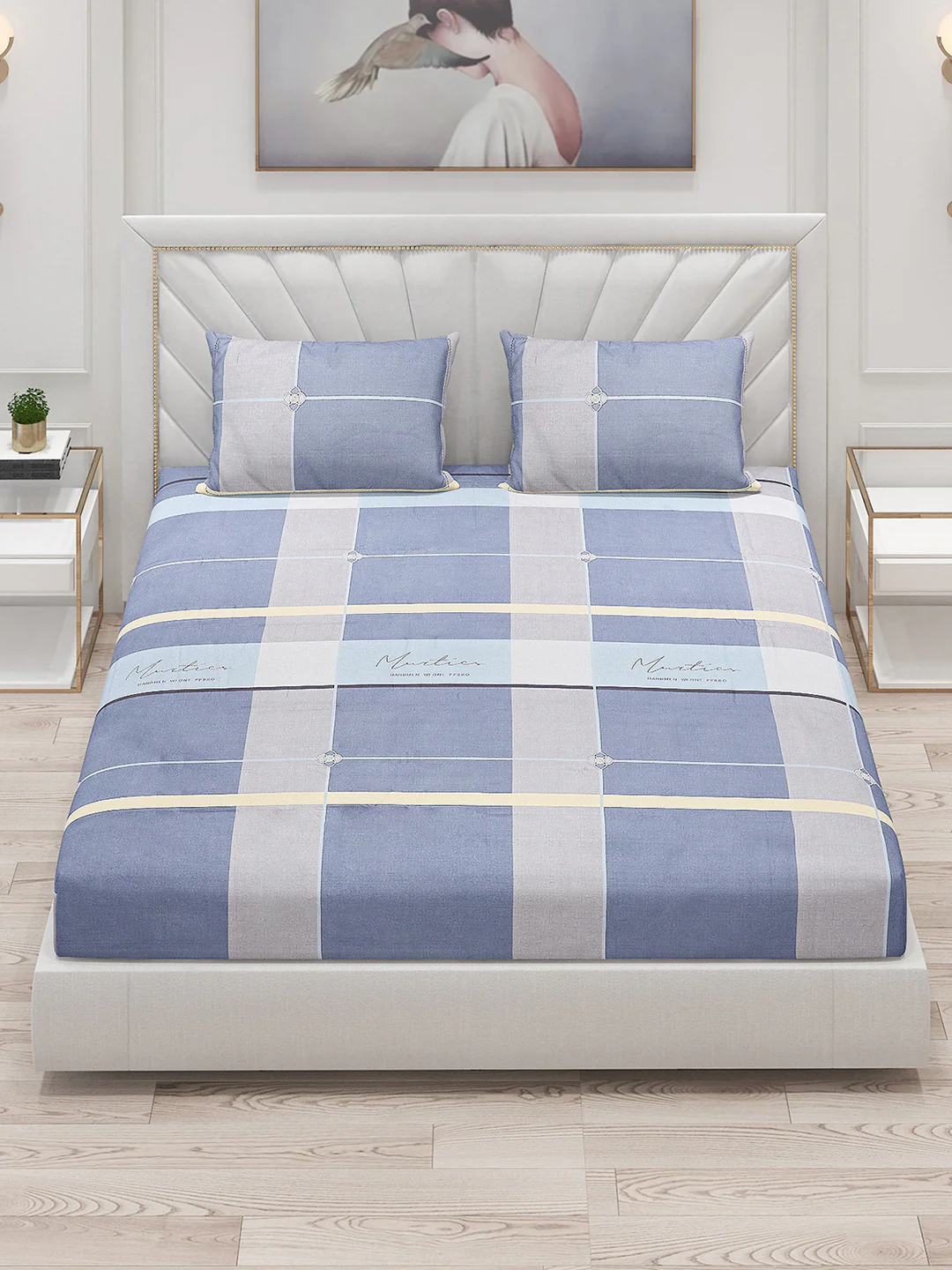 130 GSM Polyester Double Bed Bedsheet with 2 Pillow Covers - Image 2