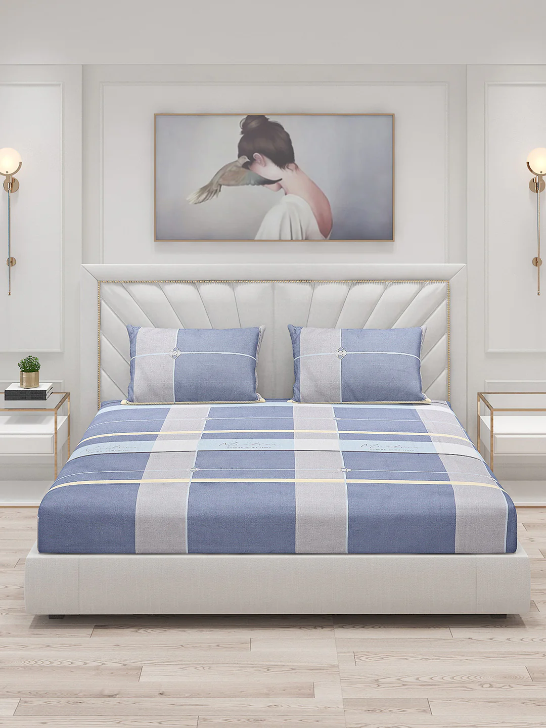 130 GSM Polyester Double Bed Bedsheet with 2 Pillow Covers - Image 3