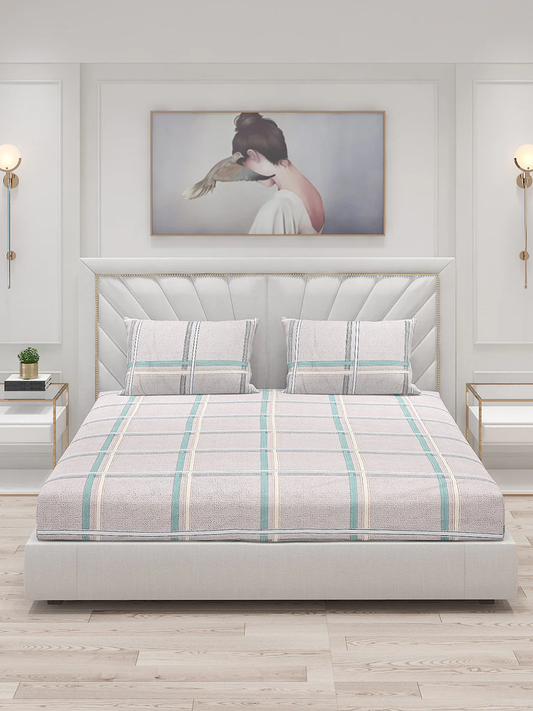 130 GSM Polyester Double Bed Bedsheet with 2 Pillow Covers - Image 4