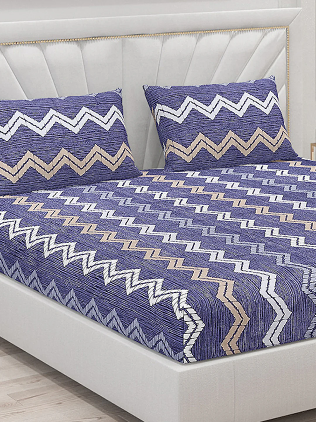 130 GSM Polyester Double Bed Bedsheet with 2 Pillow Covers - Image 5