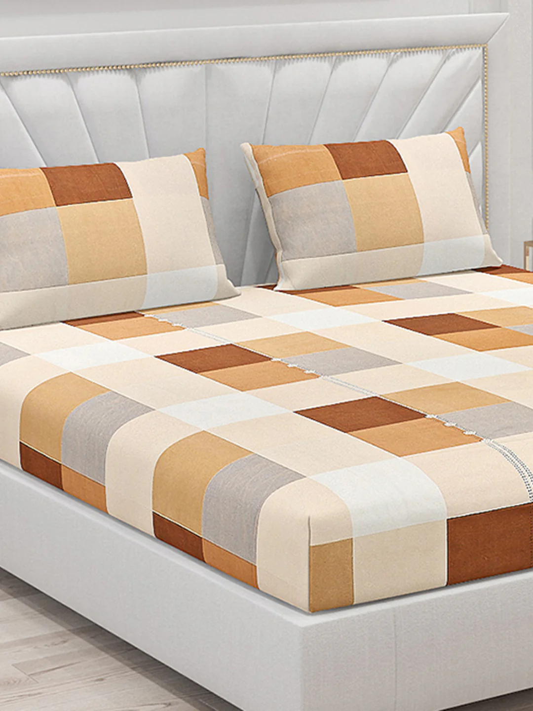 130 GSM Polyester Double Bed Bedsheet with 2 Pillow Covers - Image 5