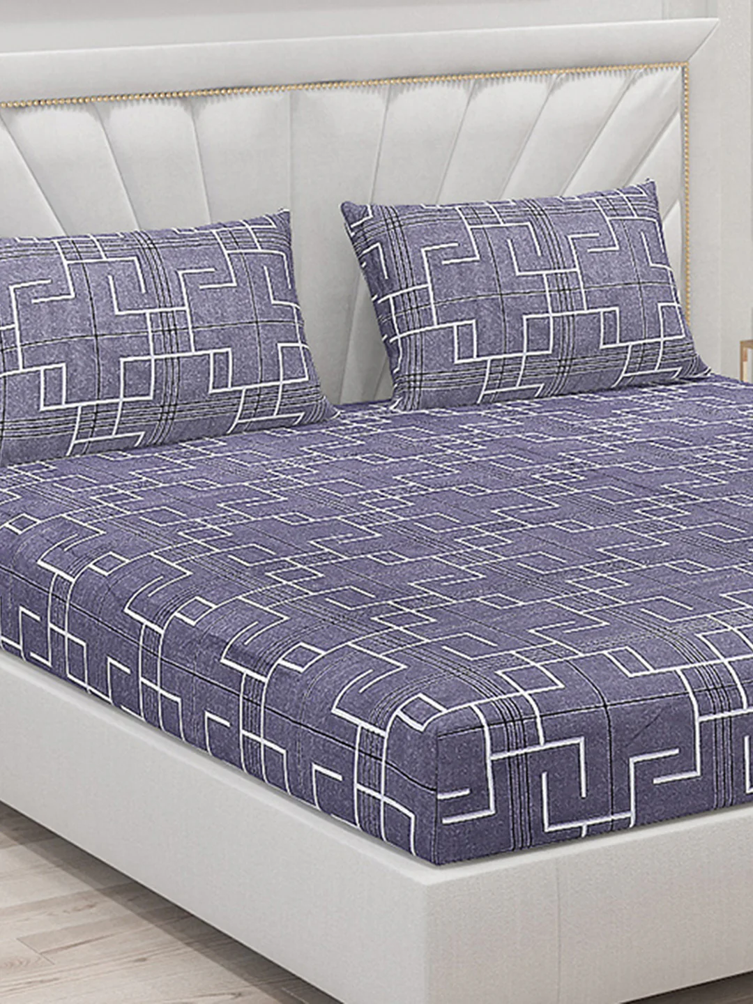 130 GSM Polyester Double Bed Bedsheet with 2 Pillow Covers - Image 5