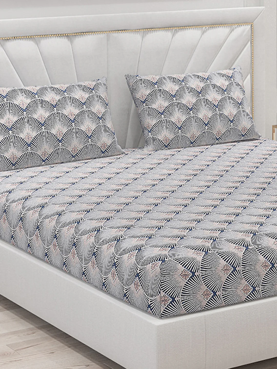 130 GSM Polyester Double Bed Bedsheet with 2 Pillow Covers - Image 5