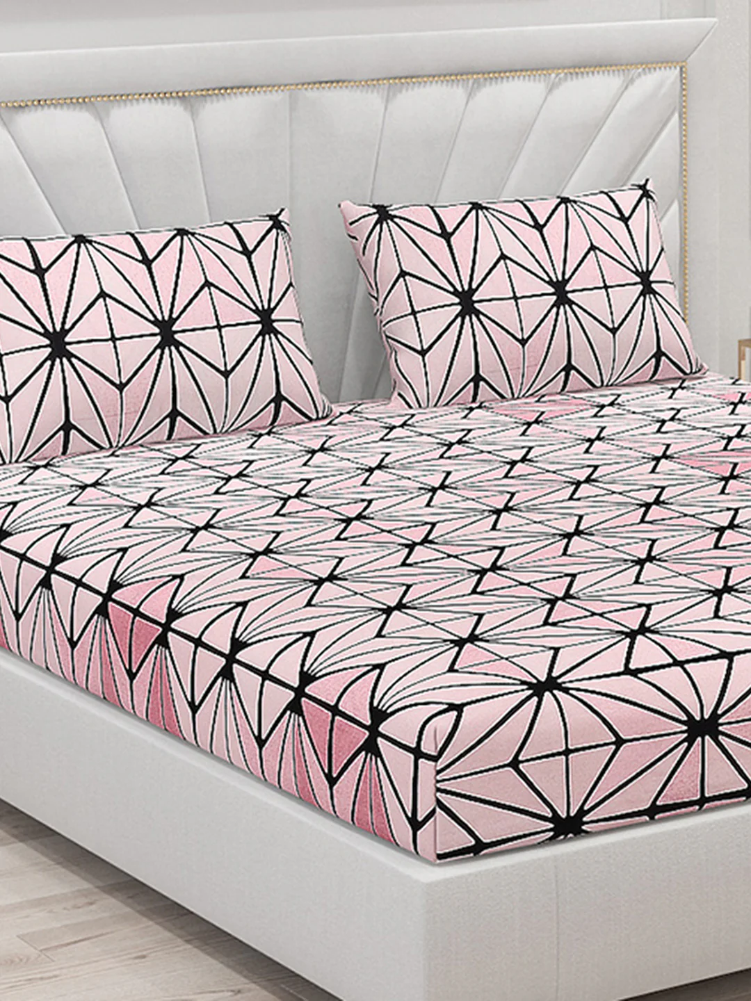 130 GSM Polyester Double Bed Bedsheet with 2 Pillow Covers - Image 5