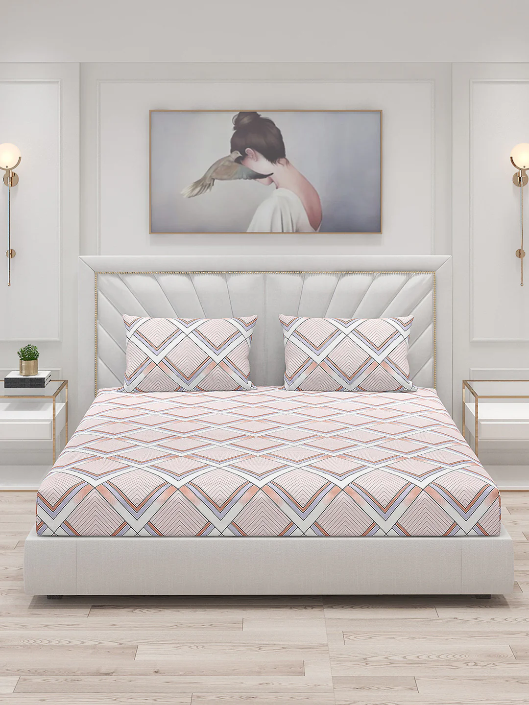 130 GSM Polyester Double Bed Bedsheet with 2 Pillow Covers - Image 4
