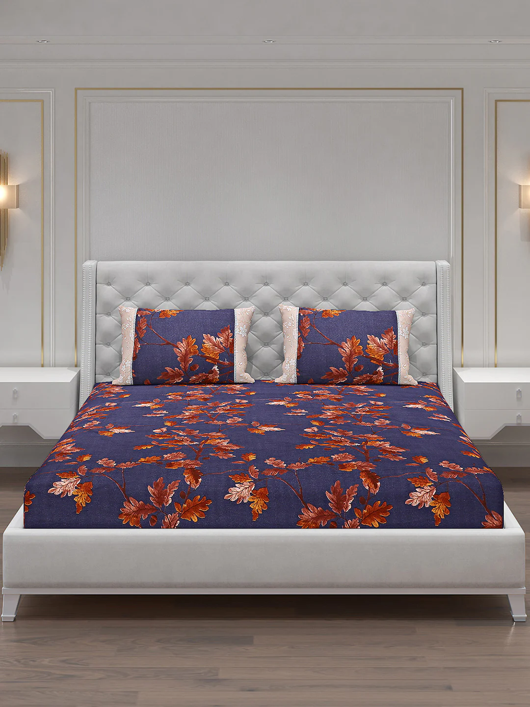 130 GSM Polyester Double Bed Bedsheet with 2 Pillow Covers - Image 3