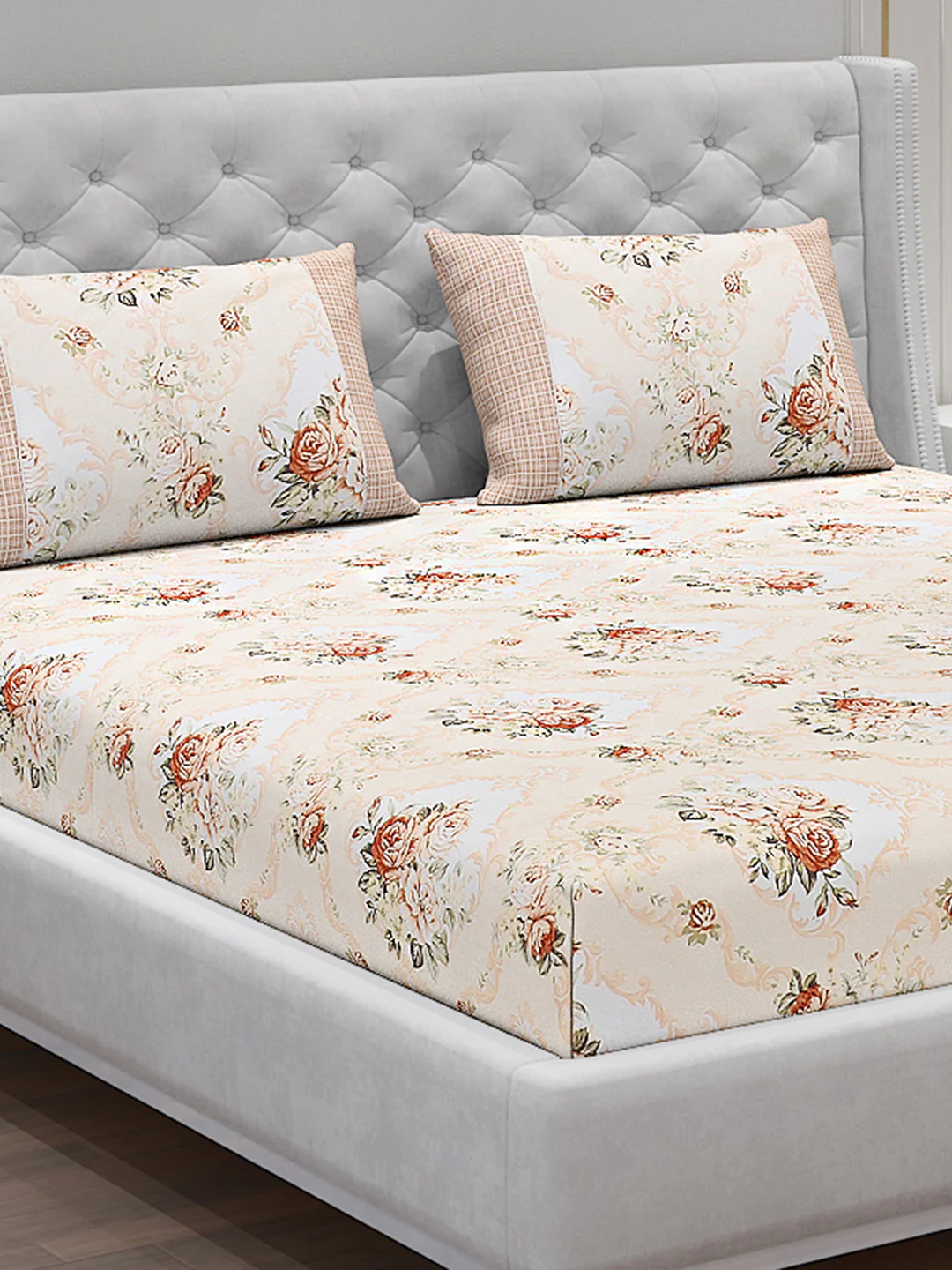 130 GSM Polyester Double Bed Bedsheet with 2 Pillow Covers - Image 5