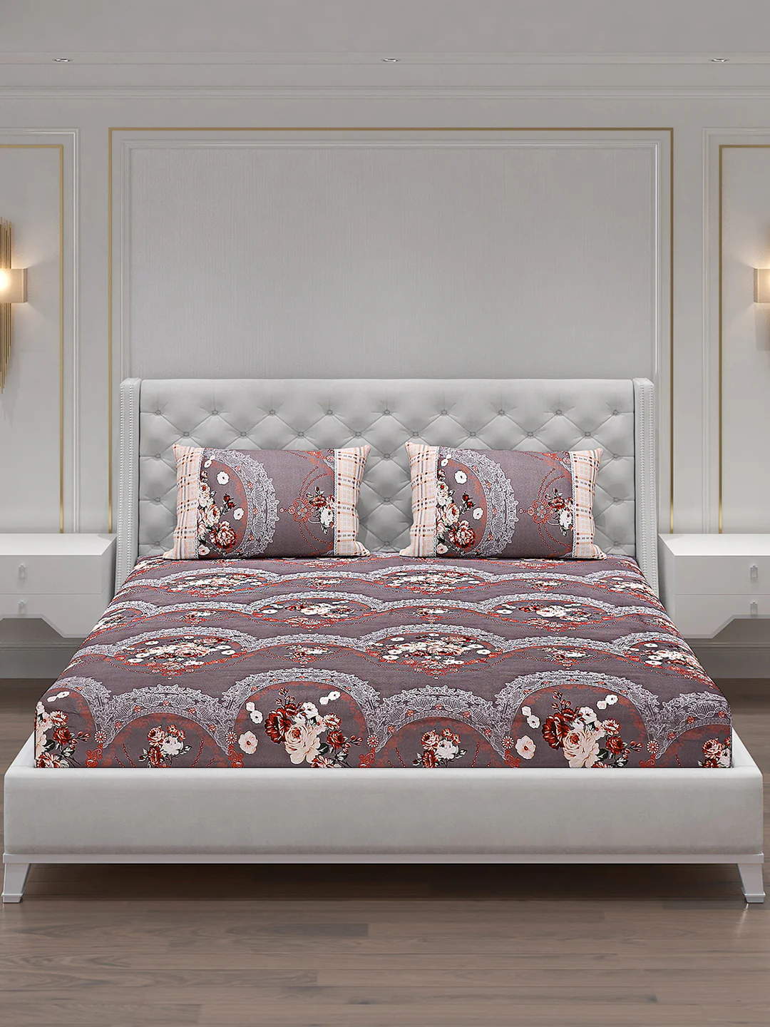 130 GSM Polyester Double Bed Bedsheet with 2 Pillow Covers - Image 3