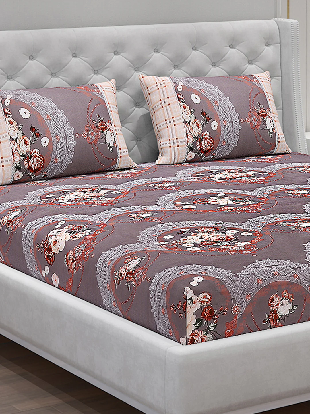 130 GSM Polyester Double Bed Bedsheet with 2 Pillow Covers - Image 5