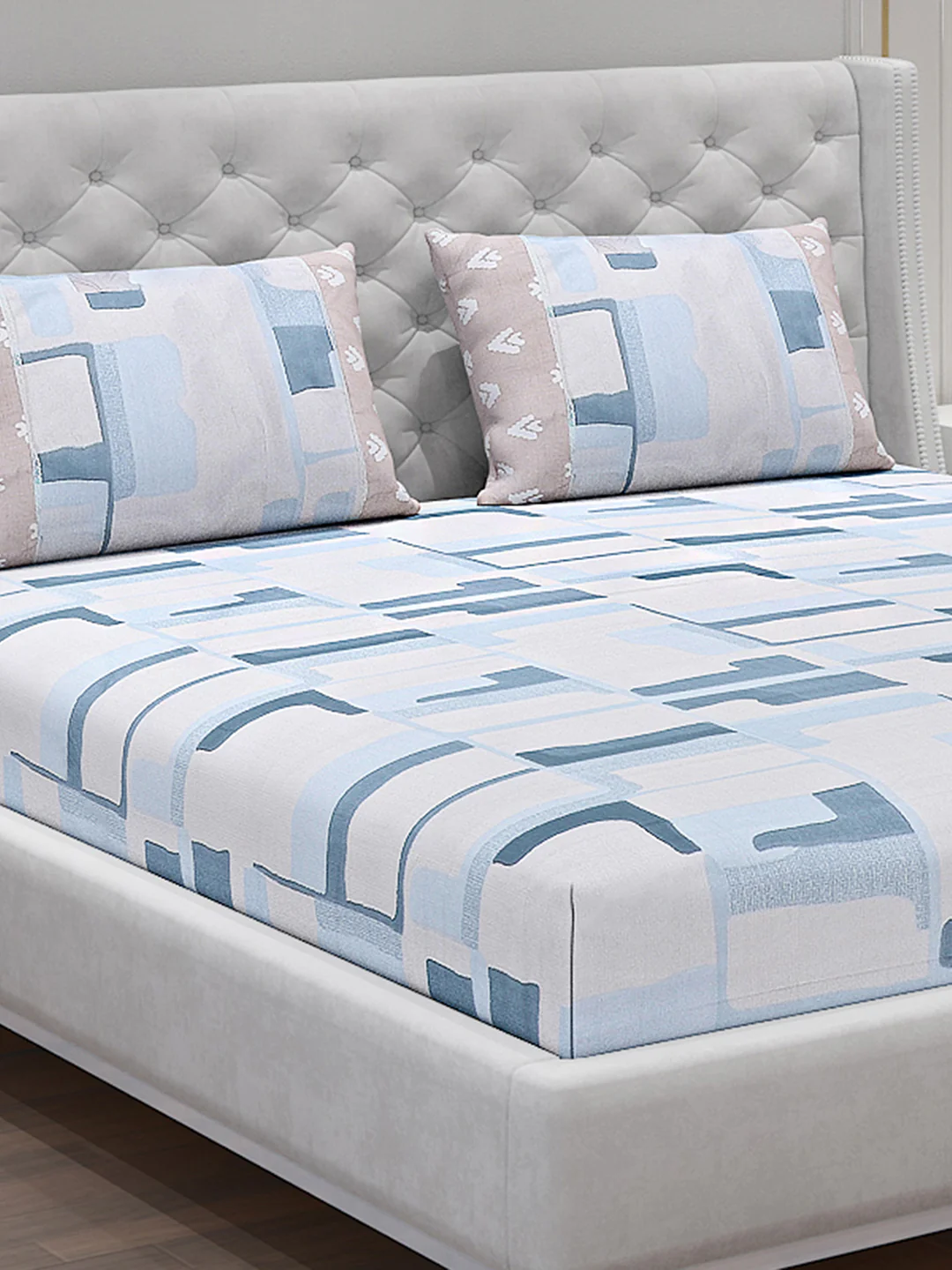 130 GSM Polyester Double Bed Bedsheet with 2 Pillow Covers - Image 5