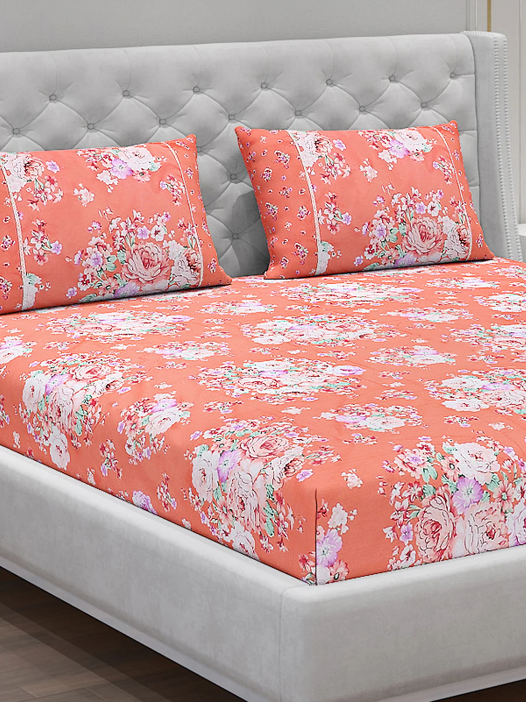 130 GSM Polyester Double Bed Bedsheet with 2 Pillow Covers - Image 5