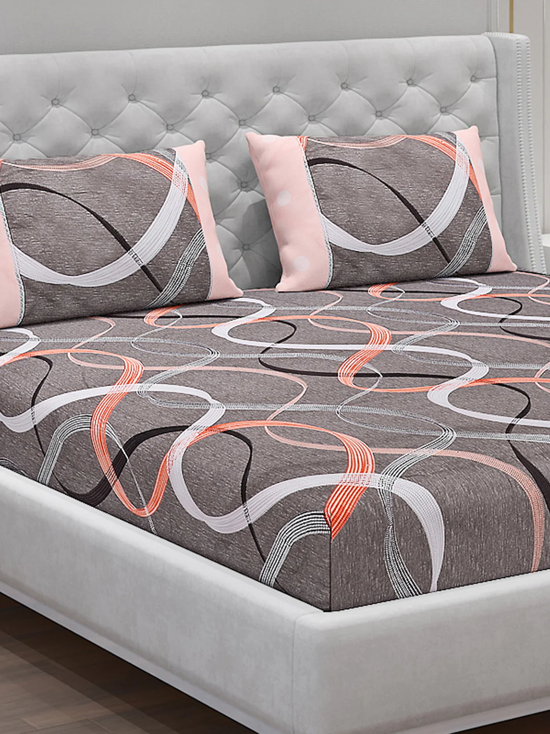 130 GSM Polyester Double Bed Bedsheet with 2 Pillow Covers - Image 5