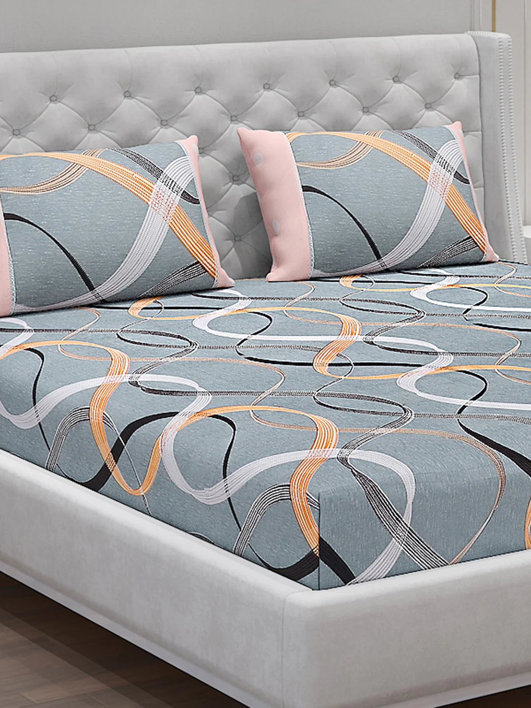130 GSM Polyester Double Bed Bedsheet with 2 Pillow Covers - Image 5