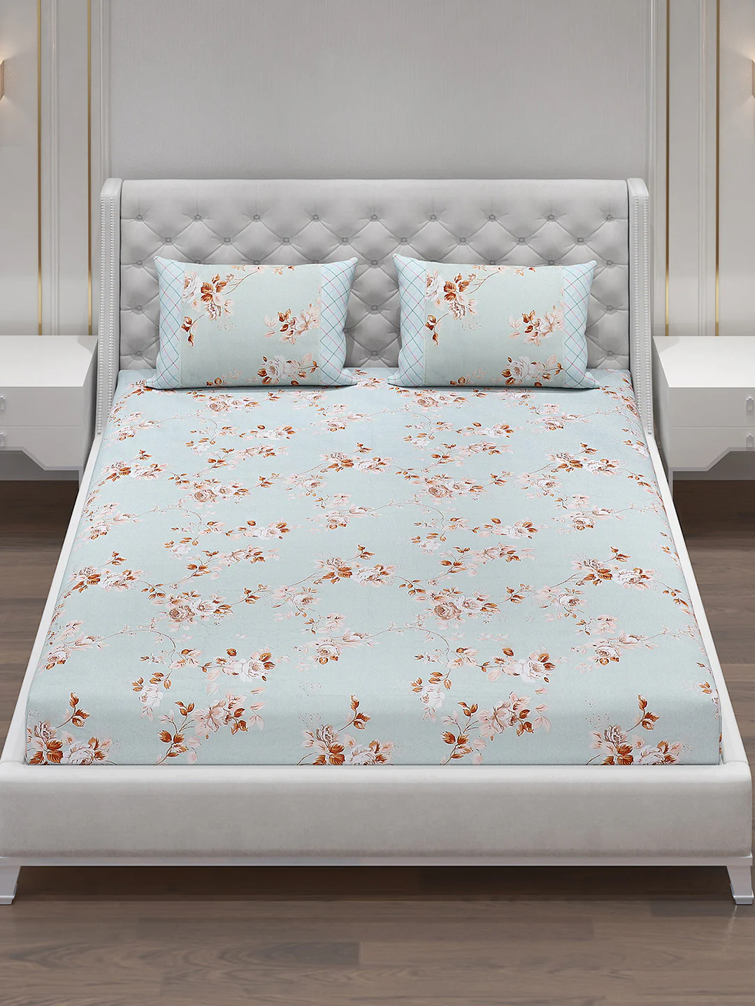 130 GSM Polyester Double Bed Bedsheet with 2 Pillow Covers - Image 2