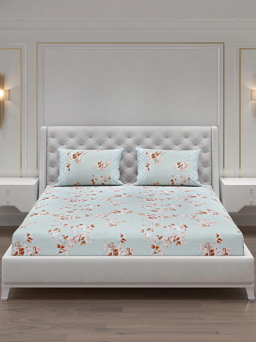 130 GSM Polyester Double Bed Bedsheet with 2 Pillow Covers - Image 3