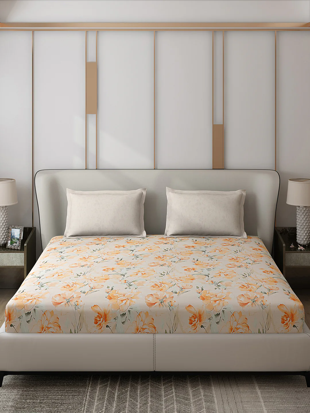 130 GSM Polyester Double Bed 1 Bedsheet with 2 Pillow Covers (Edmond) - Image 3