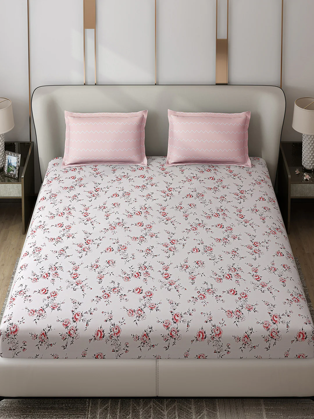 130 GSM Polyester Double Bed 1 Bedsheet with 2 Pillow Covers (Edmond) - Image 2
