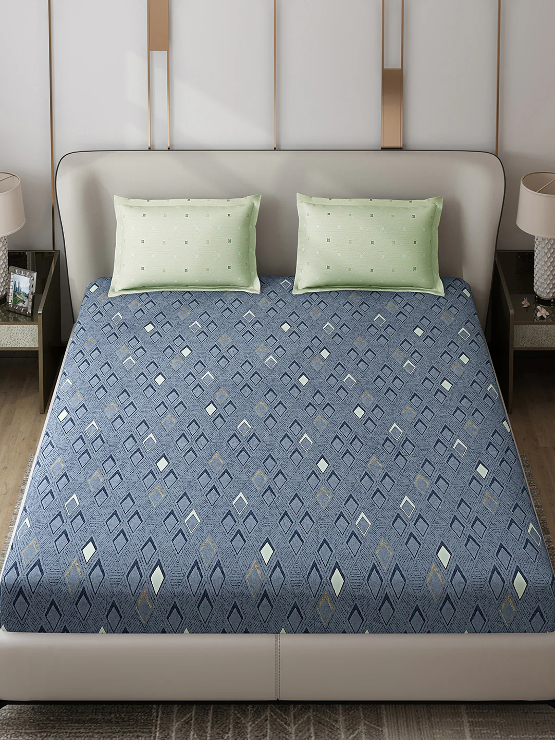 130 GSM Polyester Double Bed 1 Bedsheet with 2 Pillow Covers (Edmond) - Image 2