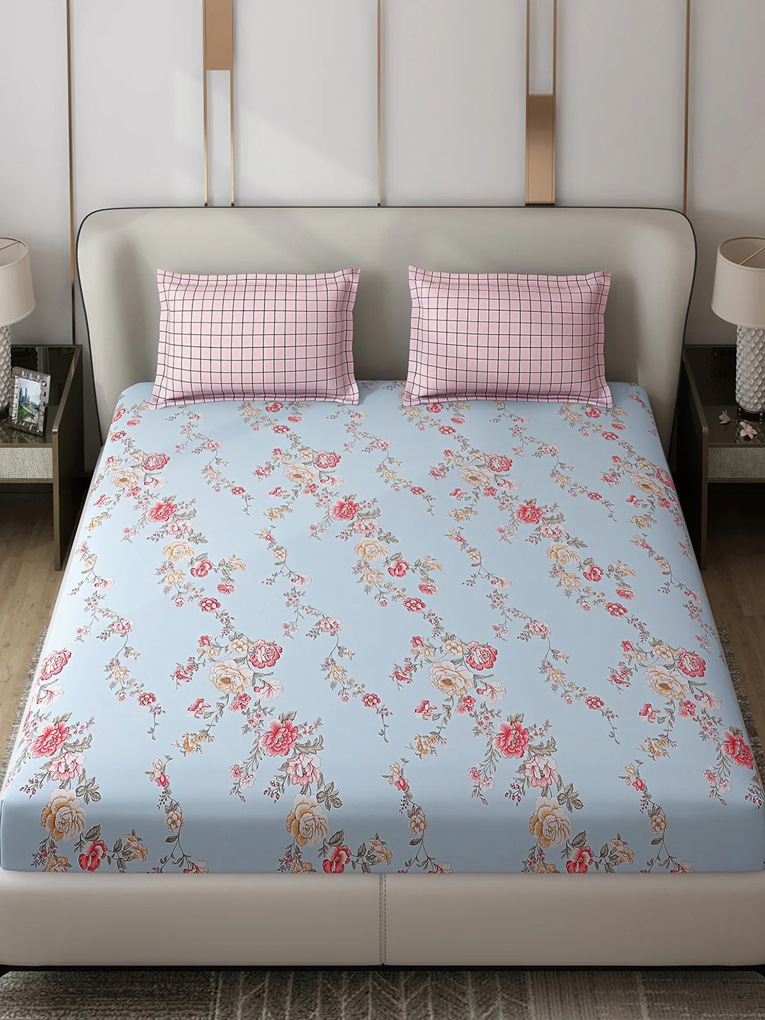 130 GSM Polyester Double Bed 1 Bedsheet with 2 Pillow Covers (Edmond) - Image 2