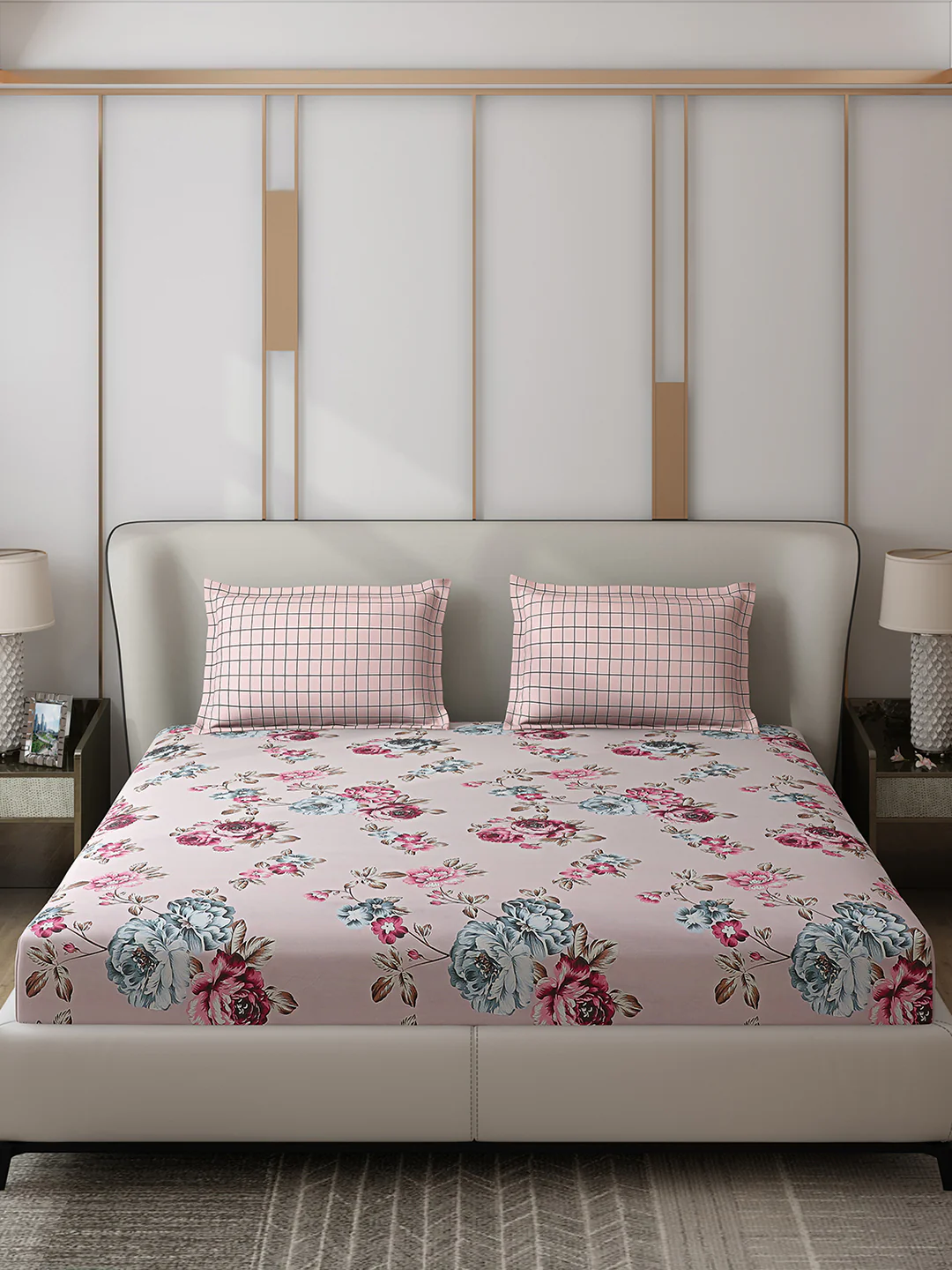 130 GSM Polyester Double Bed 1 Bedsheet with 2 Pillow Covers (Edmond) - Image 3