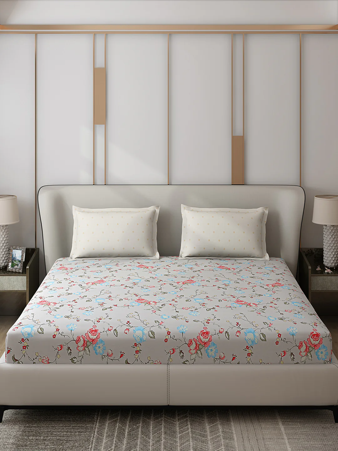 130 GSM Polyester Double Bed 1 Bedsheet with 2 Pillow Covers (Edmond) - Image 3