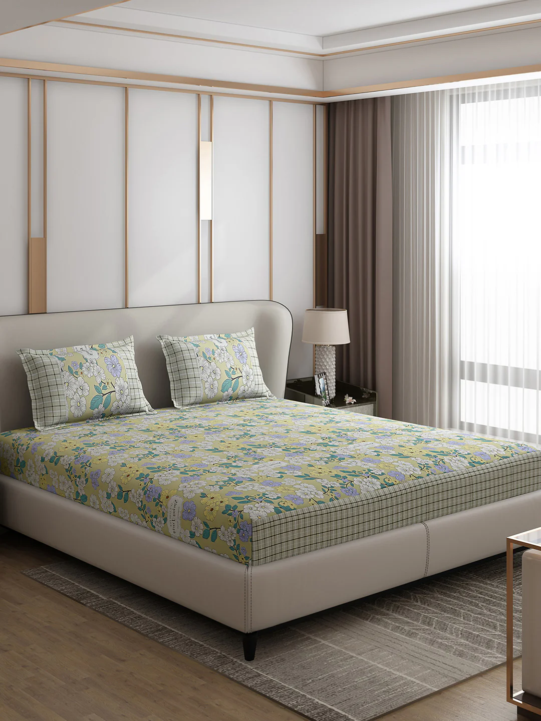 130 GSM Polyester Double Bed 1 Bedsheet with 2 Pillow Covers (Essence) - Image 4