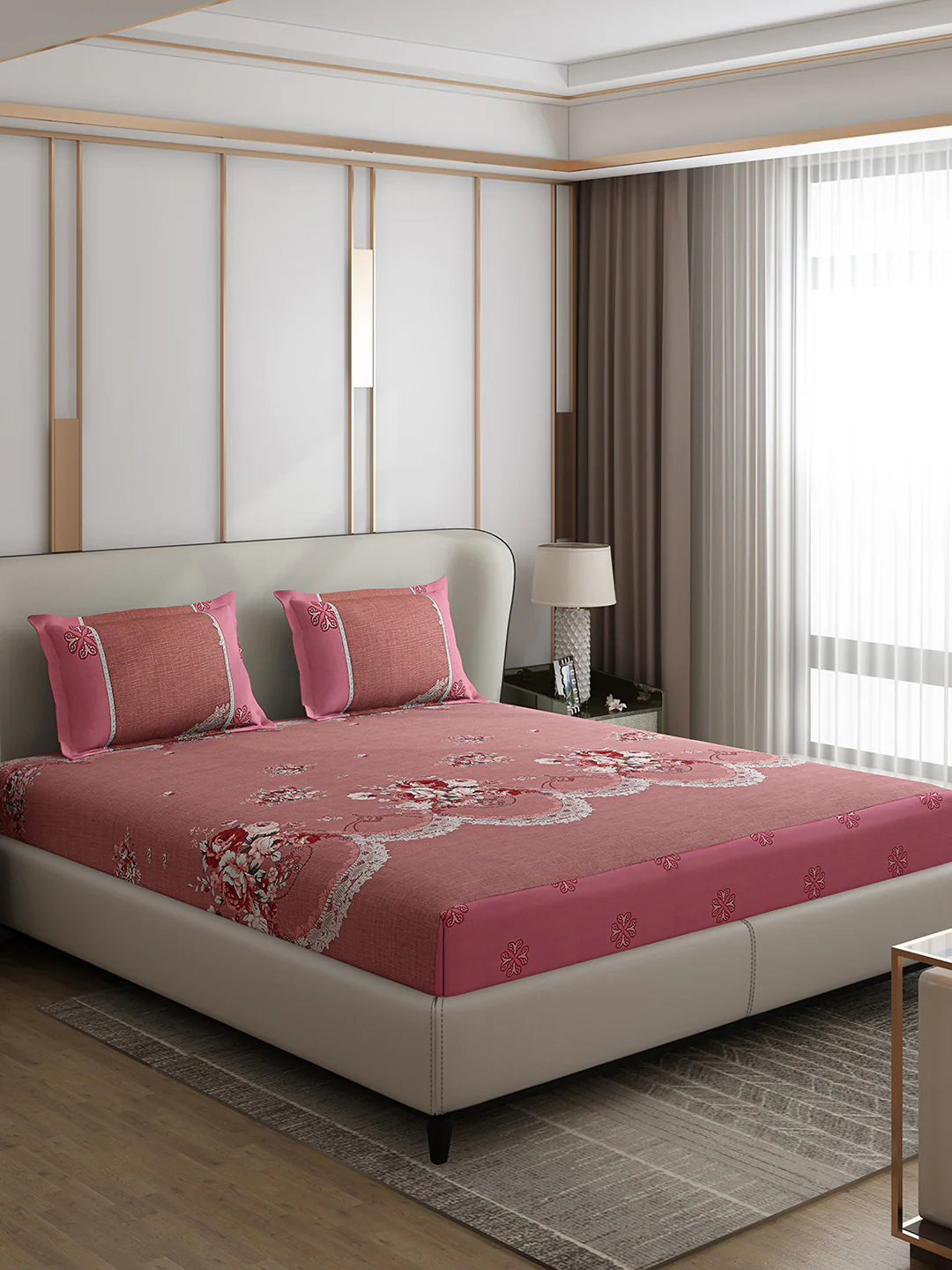 130 GSM Polyester Double Bed 1 Bedsheet with 2 Pillow Covers (Essence) - Image 4