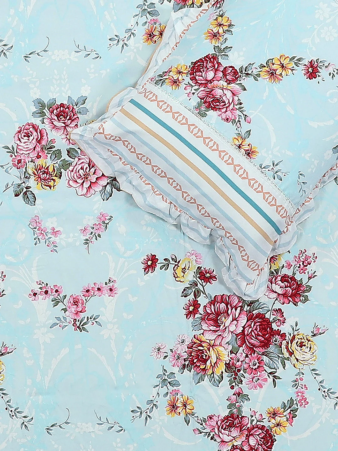 130 GSM Polyester Double Bed 1 Bedsheet with 2 Pillow Covers (Essence) - Image 5