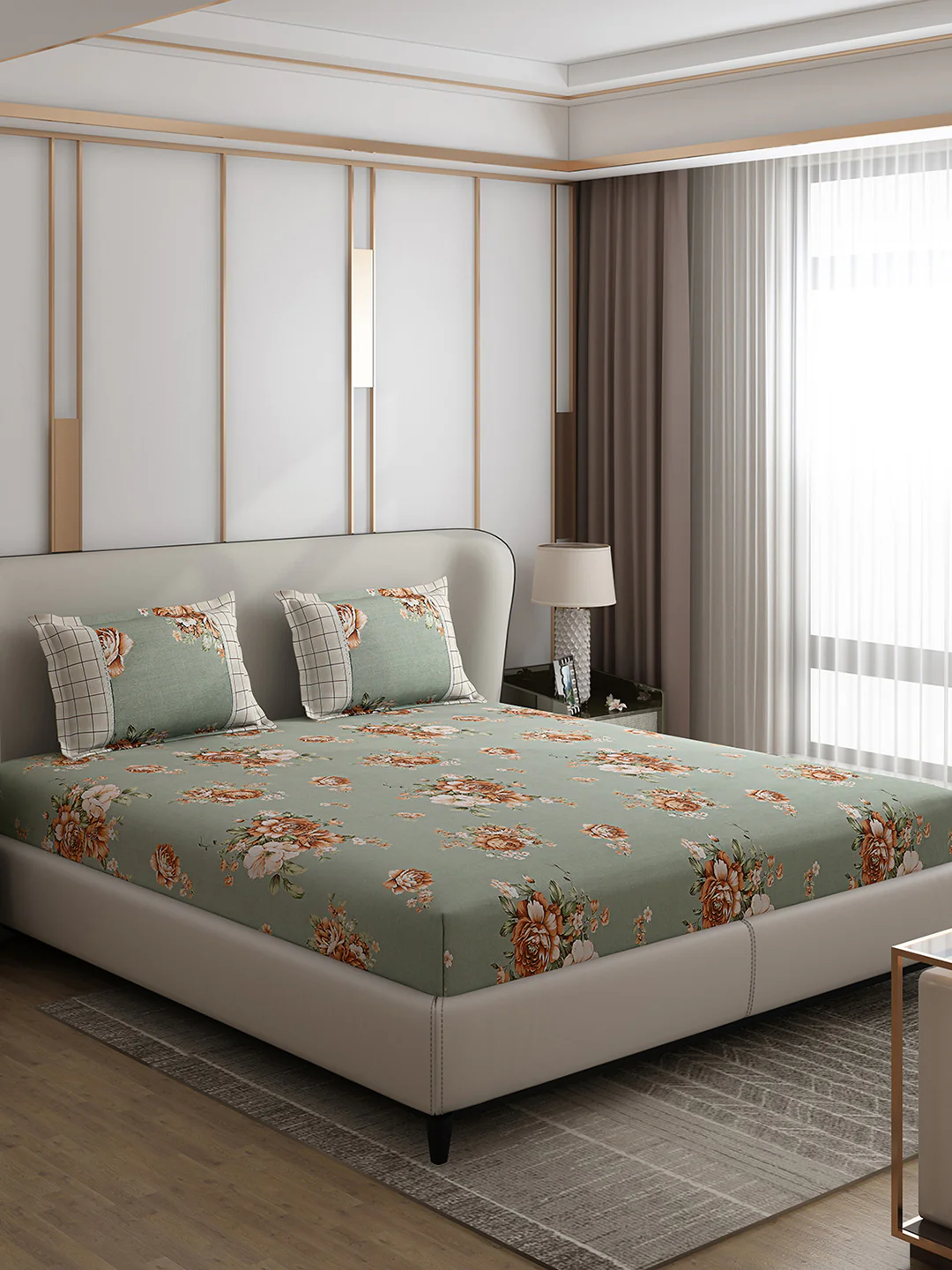130 GSM Polyester Double Bed 1 Bedsheet with 2 Pillow Covers (Essence) - Image 4
