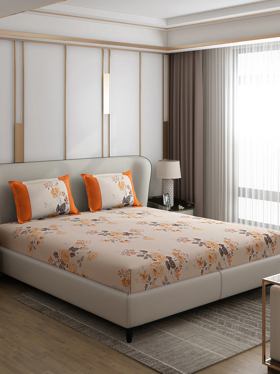 130 GSM Polyester Double Bed 1 Bedsheet with 2 Pillow Covers (Essence) - Image 4