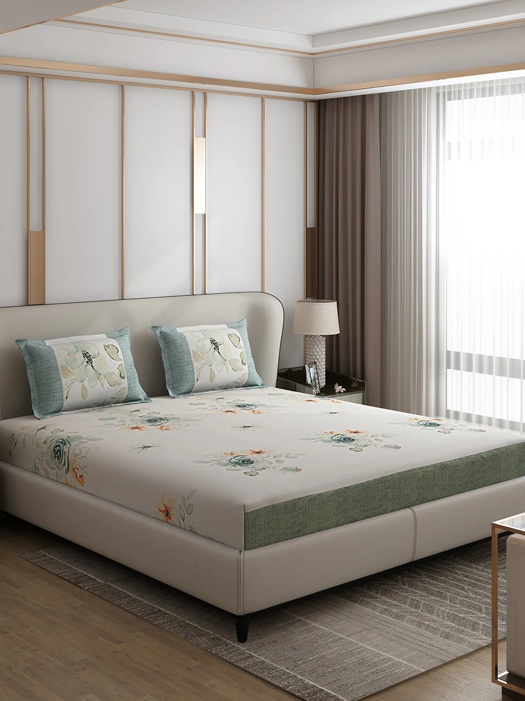 130 GSM Polyester Double Bed 1 Bedsheet with 2 Pillow Covers (Essence) - Image 4