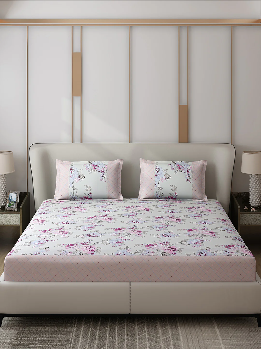 130 GSM Polyester Double Bed 1 Bedsheet with 2 Pillow Covers (Essence) - Image 3