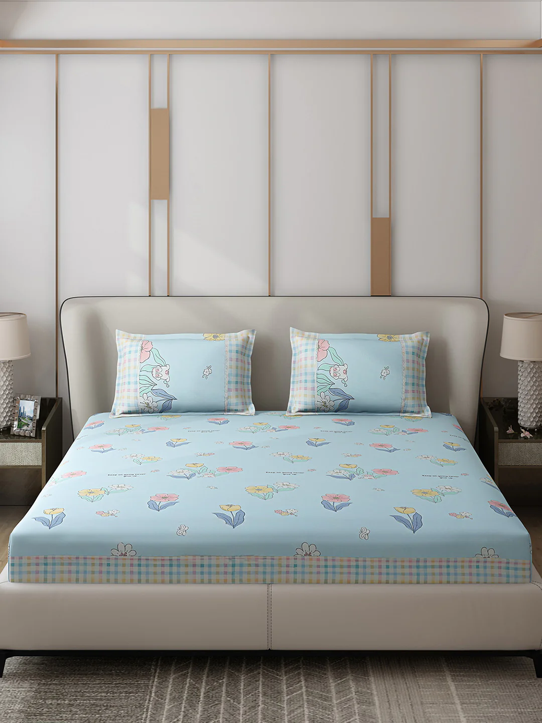 130 GSM Polyester Double Bed 1 Bedsheet with 2 Pillow Covers (Essence) - Image 3