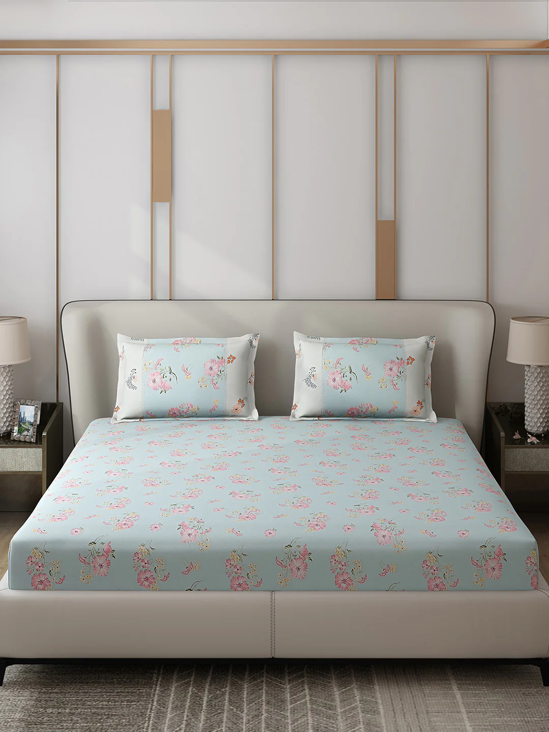 130 GSM Polyester Double Bed 1 Bedsheet with 2 Pillow Covers (Vibrant) - Image 3