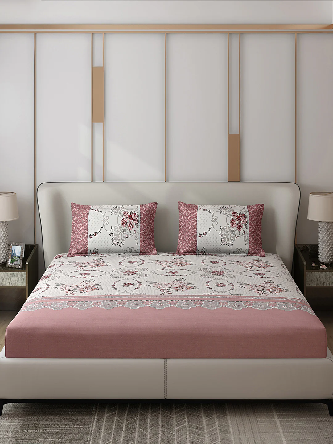 130 GSM Polyester Double Bed 1 Bedsheet with 2 Pillow Covers (Vibrant) - Image 3