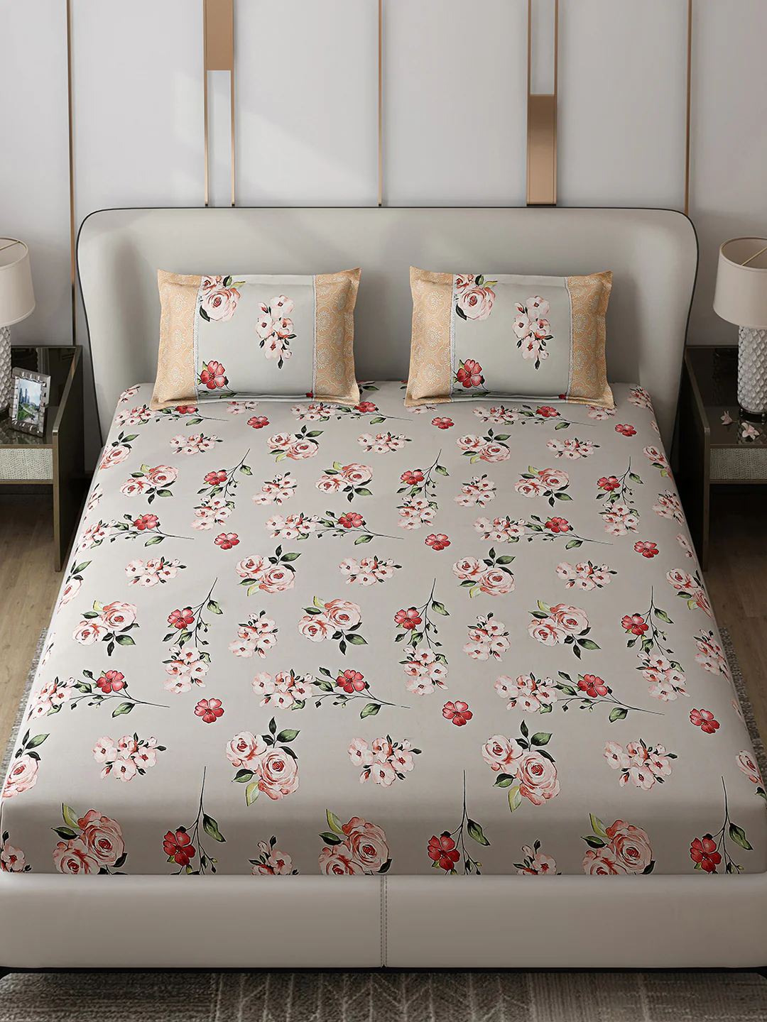 130 GSM Polyester Double Bed 1 Bedsheet with 2 Pillow Covers (Vibrant) - Image 2