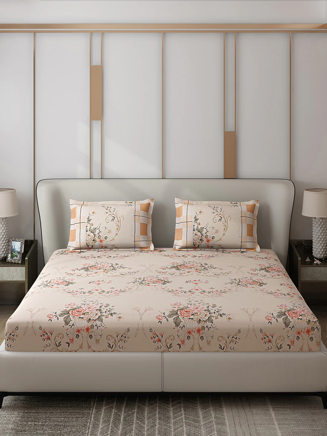 130 GSM Polyester Double Bed 1 Bedsheet with 2 Pillow Covers (Vibrant) - Image 3