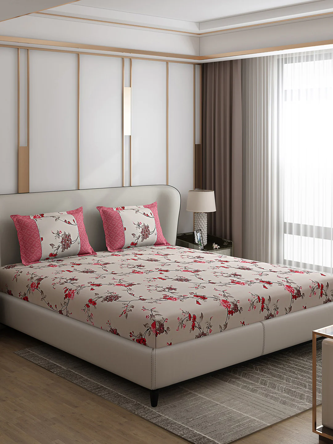 130 GSM Polyester Double Bed 1 Bedsheet with 2 Pillow Covers (Vibrant) - Image 4