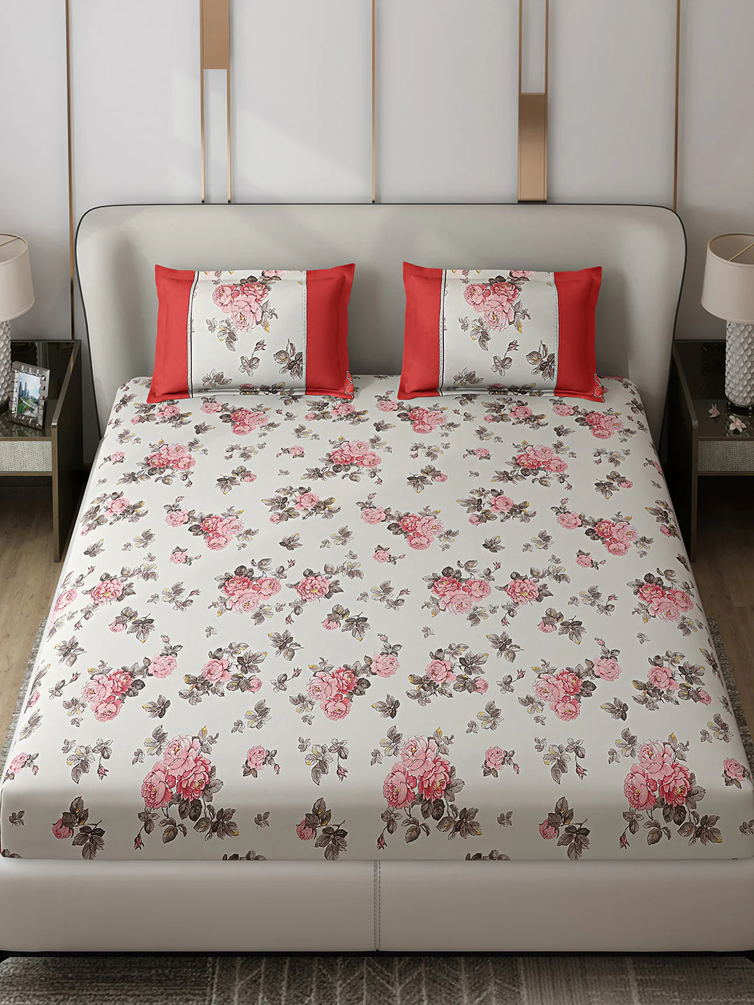 130 GSM Polyester Double Bed 1 Bedsheet with 2 Pillow Covers (Vibrant) - Image 2