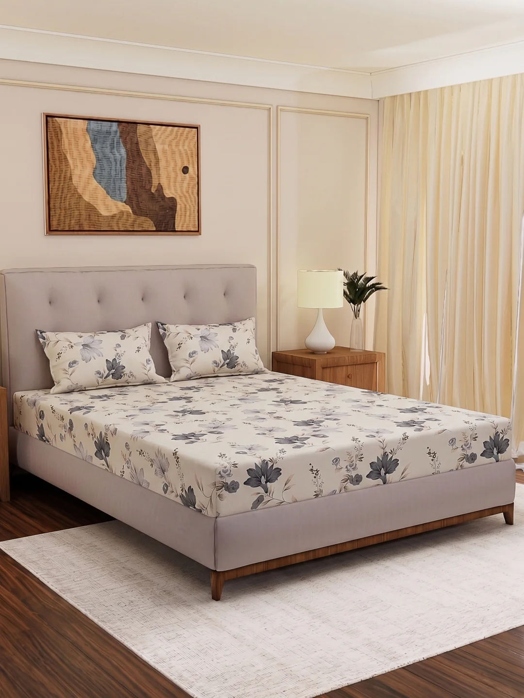 130 GSM Polyester Double Bed Bedsheet with 2 Pillow Covers Fashnik Collection - Image 2