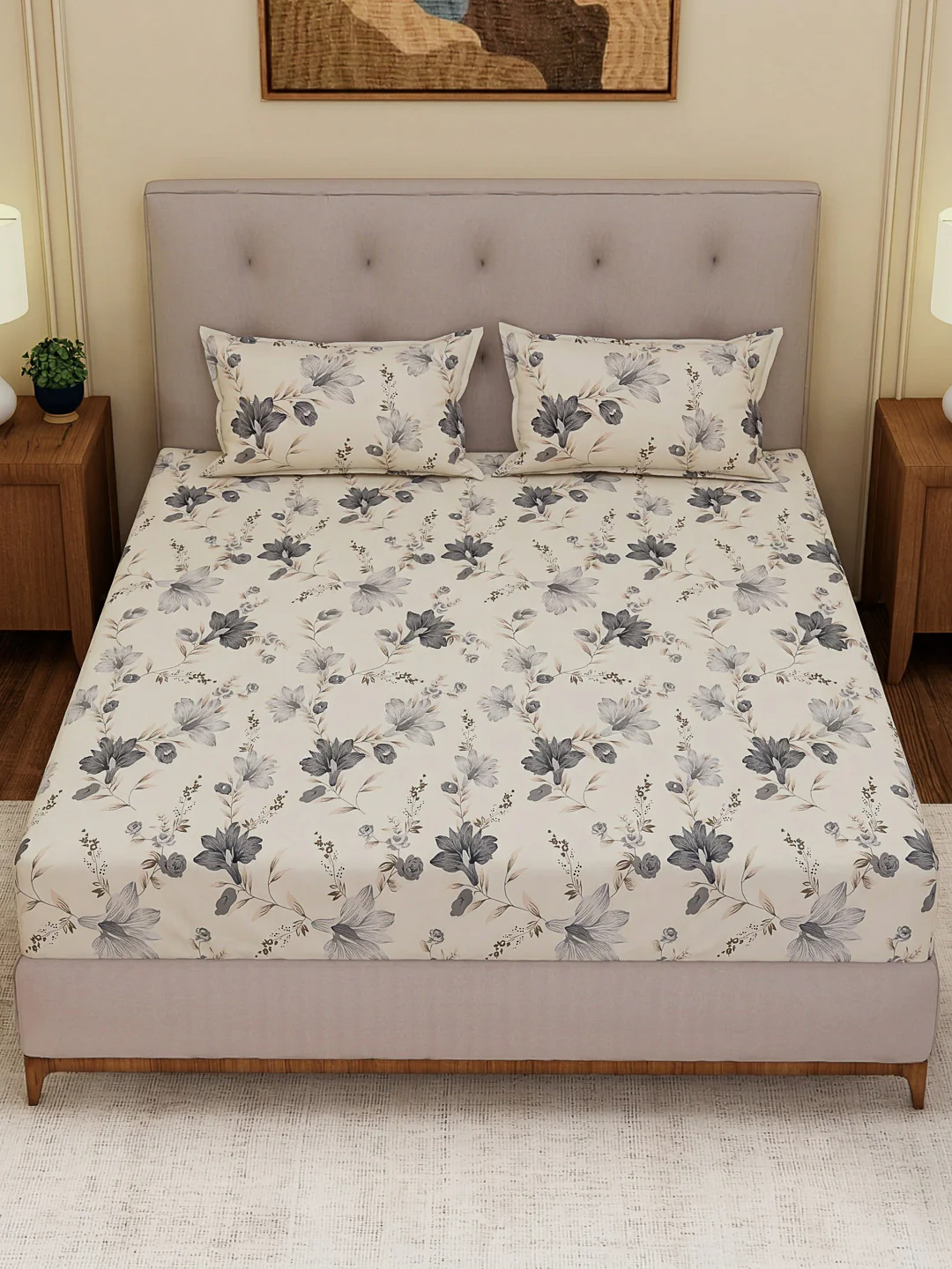 130 GSM Polyester Double Bed Bedsheet with 2 Pillow Covers Fashnik Collection - Image 4