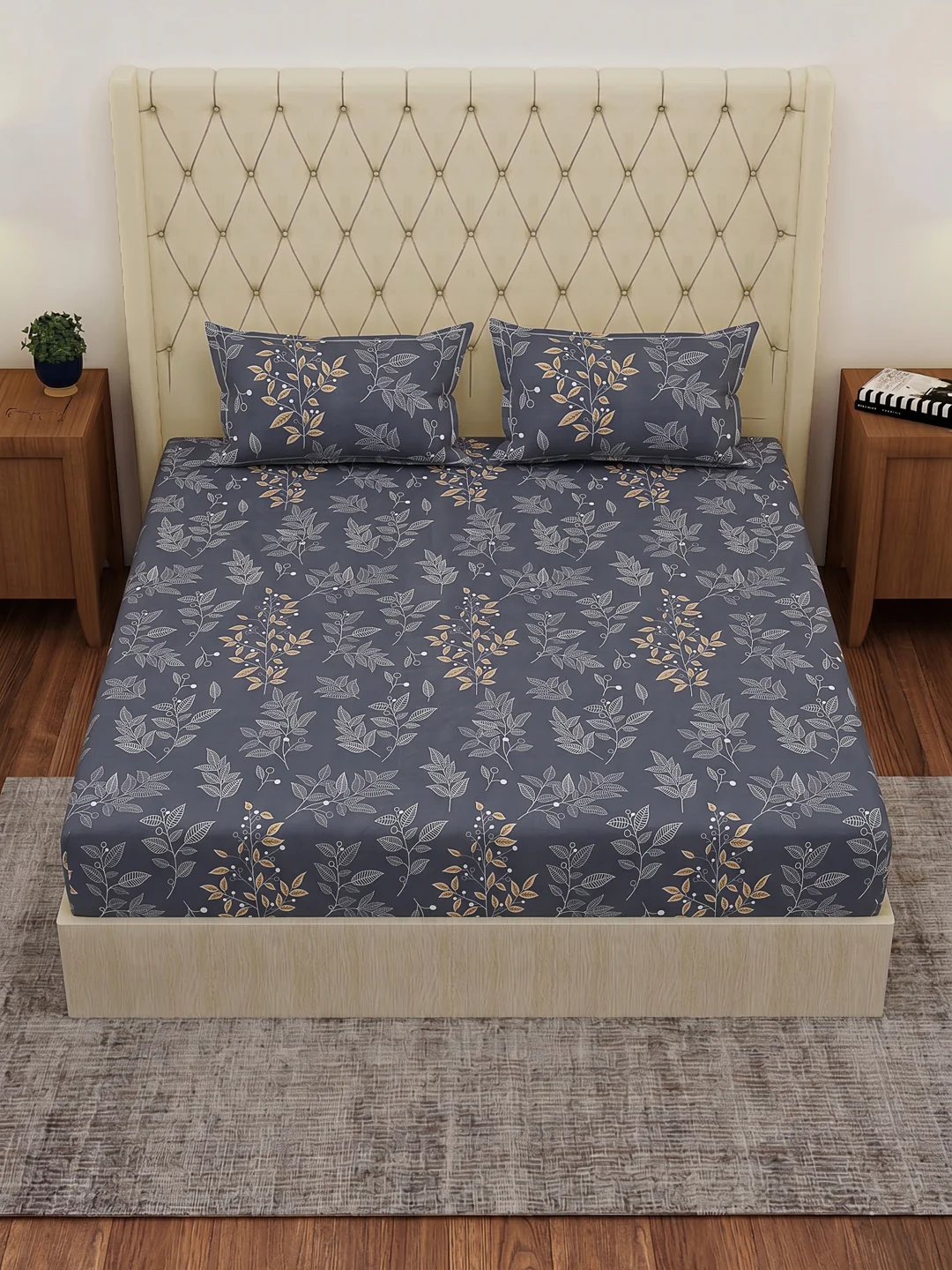 130 GSM Polyester Double Bed Bedsheet with 2 Pillow Covers Fashnik Collection - Image 4
