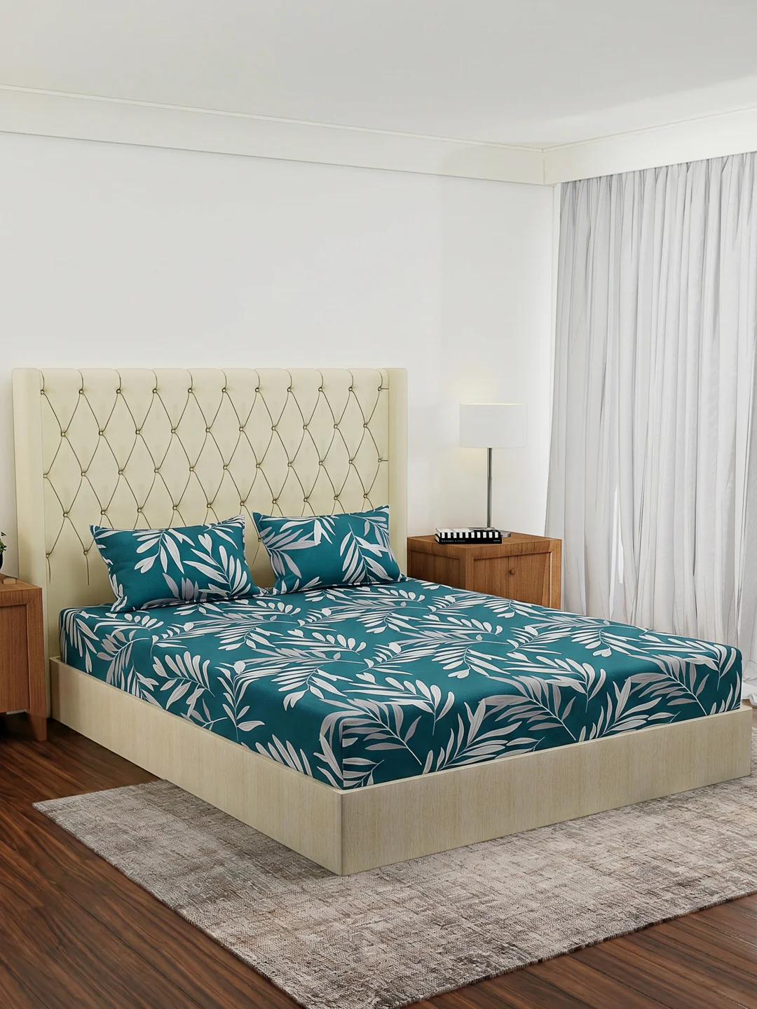 130 GSM Polyester Double Bed Bedsheet with 2 Pillow Covers Fashnik Collection - Image 2